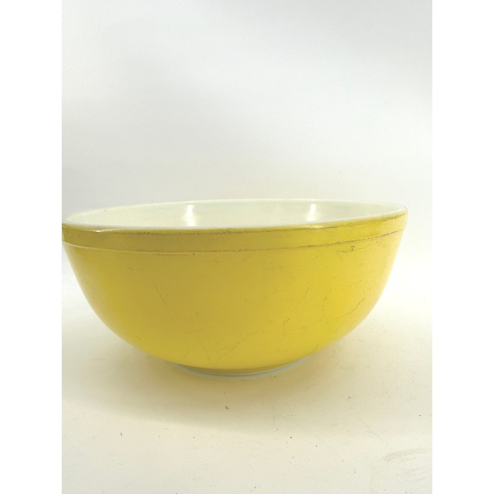 Pyrex Mixing Bowl Unisex 404 4 QT Yellow Vintage Milk Glass MCM Primary Series - Picture 5 of 13